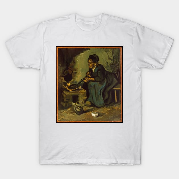 Peasant Woman Cooking by a Fireplace T-Shirt by VincentvanGogh